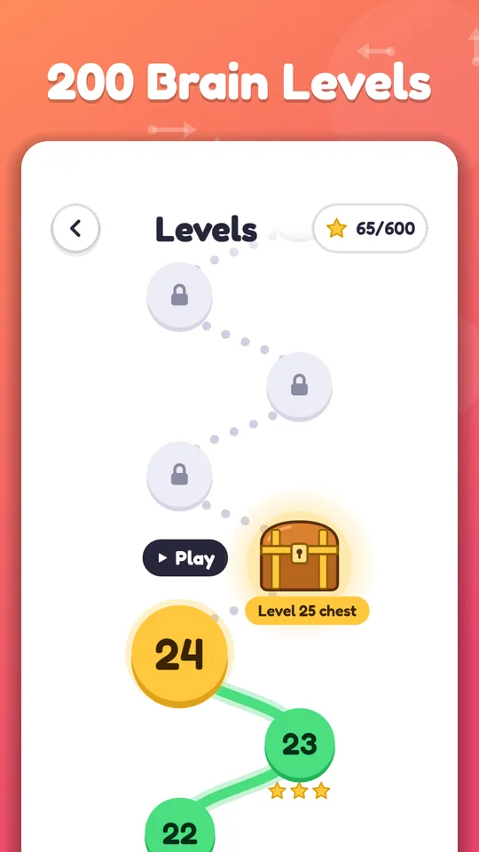 The Arrow Escape level map with stars, chapters and a treasure chest